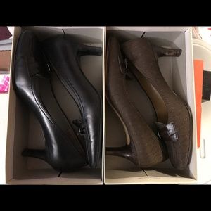 Black and Brown Logo Etienne Aigner Size 10 Heels